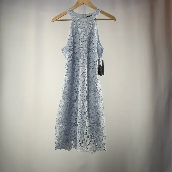 NWT Lulus Love Poem Lace Mini Dress in Light Blue Size Large‎ - Image 4