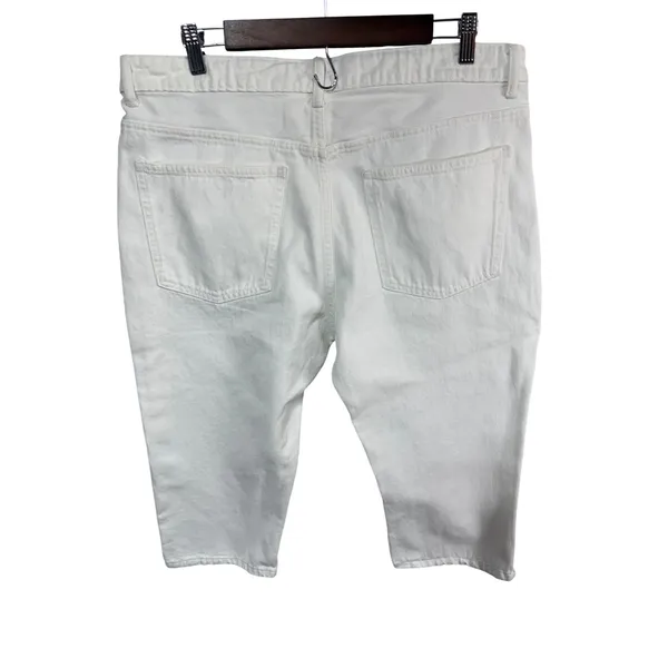 Zara Denim Bermuda Shorts High Rise Women's 12 White Denim New - Image 3