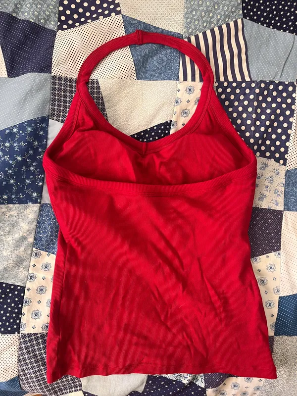 Suuksess Wine Red Ribbed Halter Top - Image 2