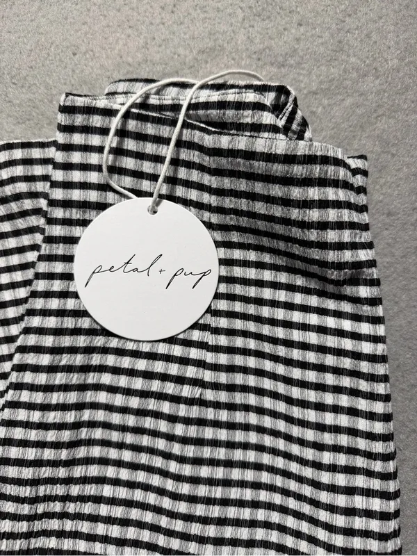 Petal & Pup Women’s Size 2 Black White Gingham Pleated Wide Leg Pants NWT - Image 4