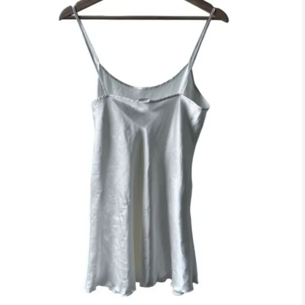 Vintage Engel White Satin Slip Dress Medium Retro Boudoir Pinup glam feminine - Image 2