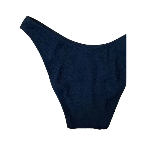 NWT J. Crew Textured Curved Waist Cheeky Bikini Bottom High Cut Leg M Navy Blue - Image 9
