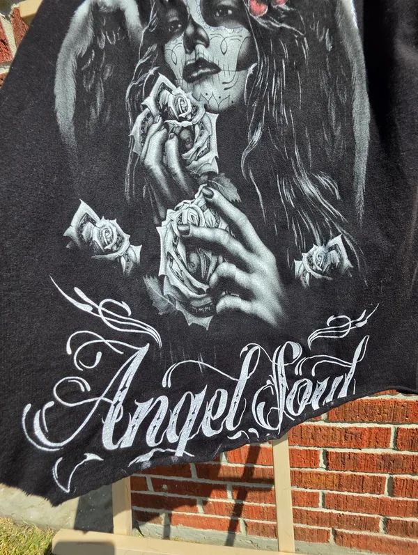 ANGEL SOUL WOMAN WINGS ROSE FLOWER DAY OF THE DEAD T-SHIRT SHIRT Small - Image 3