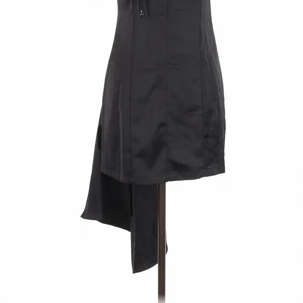 Lulus Romantic Allure Black Satin Asymmetrical Mini Dress Medium Party Cocktail - Image 10