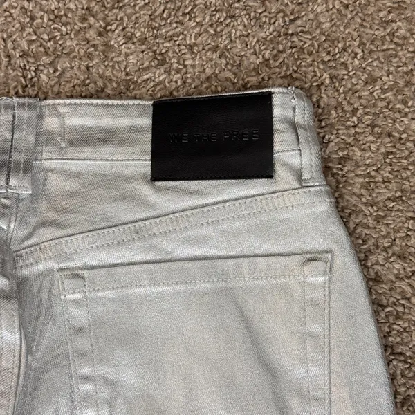 We The Free Oracle Metallic Low-Rise Slim Straight Jeans Women 27 Silver - Image 3
