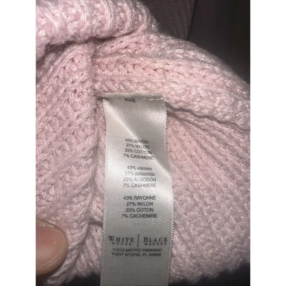 White House Black Market Pink Knit Funnel Neck Long‎ Sleeve Fitted Sweater - Image 6