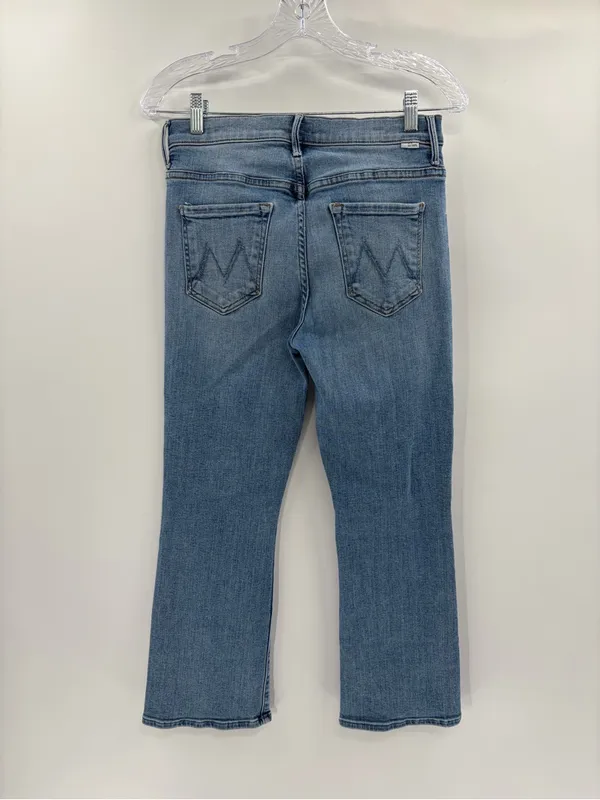 Mother denim the insider cropped a side of beans blue straight leg jeans sz 27 - Image 10