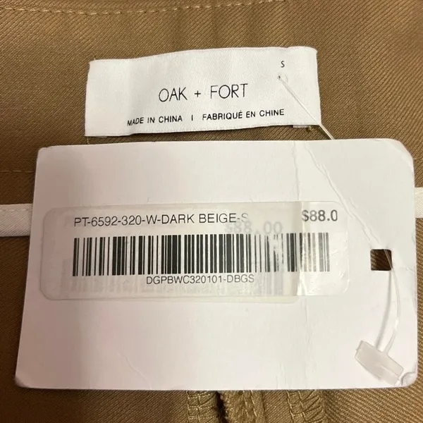 NEW Oak + Fort Women Beige High Rise Straight Wide Leg Career Dress Pants Sz S - Image 4