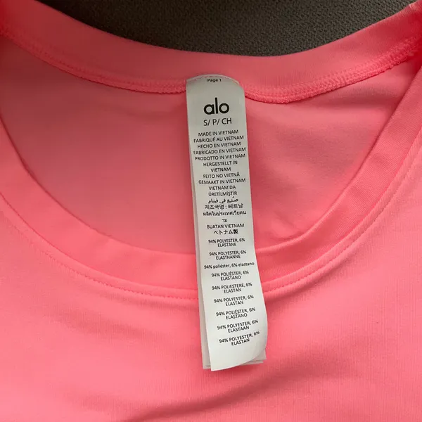 Alo Yoga Alosoft Crop Finesse Short Sleeve Neon Bubblegum S - Image 4