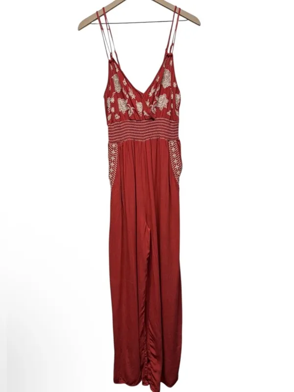 American Eagle Boho Embroidered Wide-Leg Jumpsuit - Size L - Image 2