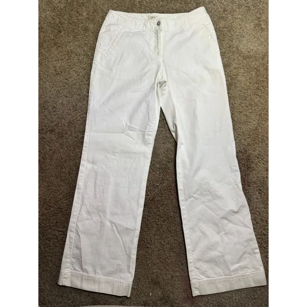 J. Jill White Cotton Straight Leg Trousers Pants Womens Size‎ 4 Casual Classic - Image 2