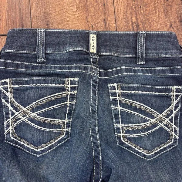 ARIAT R.E.A.L. Womens' Mid Rise Stretch Entwined Boot Cut Jean Sz 28R Marine - Image 8