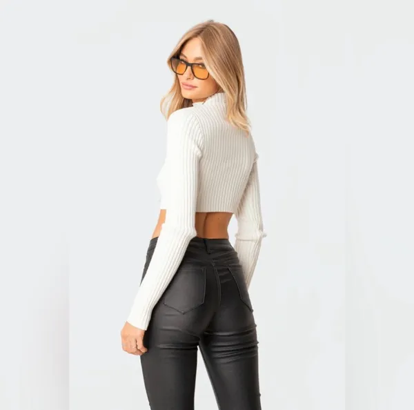 Edikted Cropped Turtle Neck Sweater - Image 2