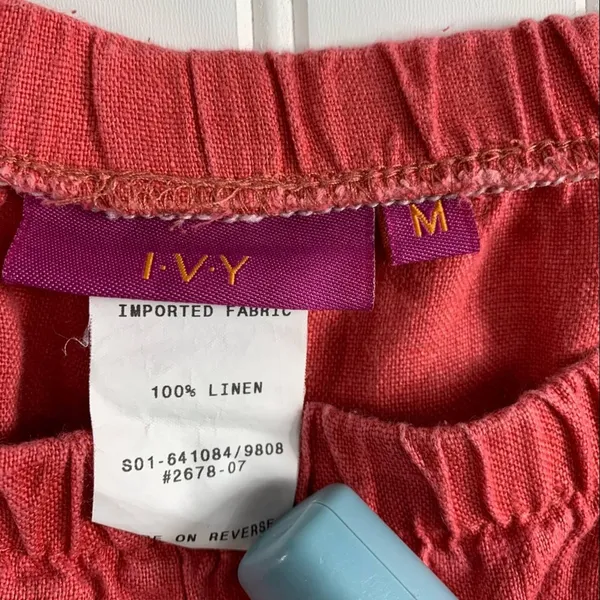 IVY Brand Linen Cropped Pants Capri Sz Medium Naturecore - Image 5