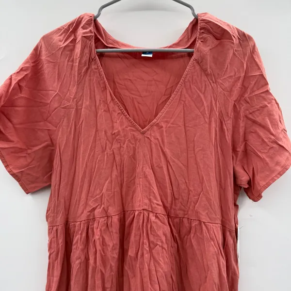 Old Navy NWT Mini Dress Women's Sz‎ Medium Amber Glow V Neck Tiered Short Sleeve - Image 2