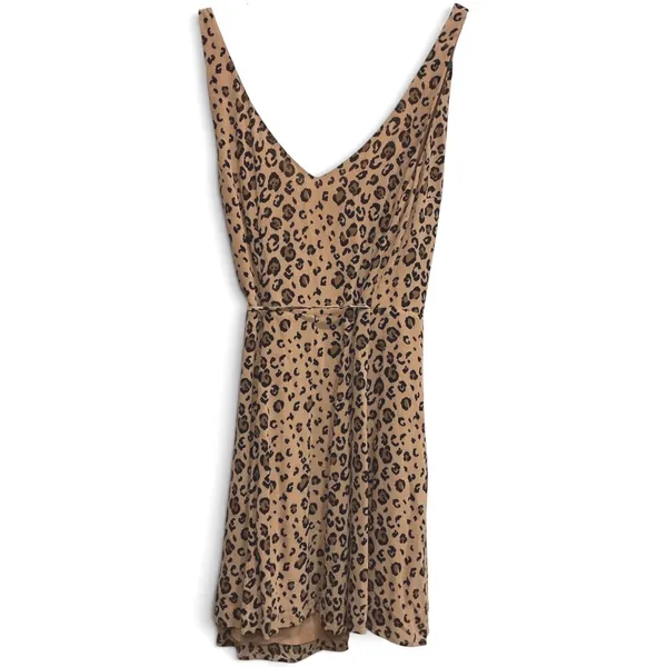 REFORMATION Anchorage Leopard Print V-Neck Wrap Mini Dress Tan‎ Black XS - Image 4