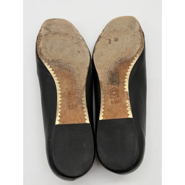 Tory Burch Claire Ballet Flats Womens 8.5M Black Gold Medallion Logo - Image 7