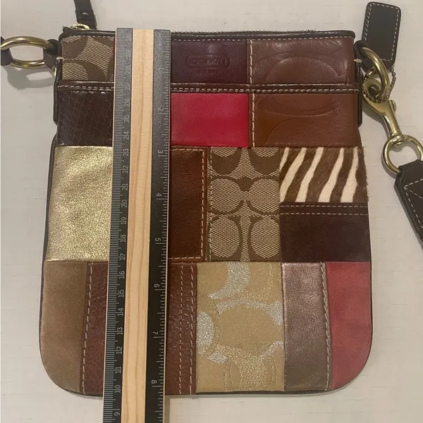 Coach Patchwork Brown Leather Suede Duffel Shoulder Bag Crossbody Purse Handbag - Image 11