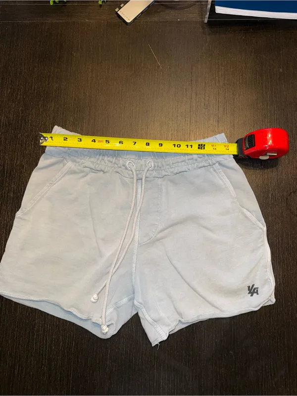 Light Blue Drawstring Lounge Shorts Soft Cotton Blend Pockets Casual Athleisure - Image 3