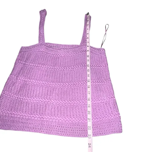 Vince‎ Womens Size Large Crochet Camisole Tank Top Square Neck Knit Purple Lilac - Image 7