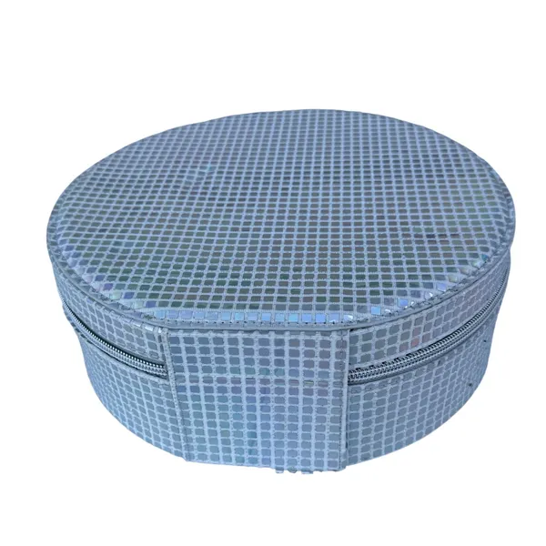 JoyBright Disco Dreams Beauty Box Silver Holographic Round Train Case Mirror NWT - Image 5