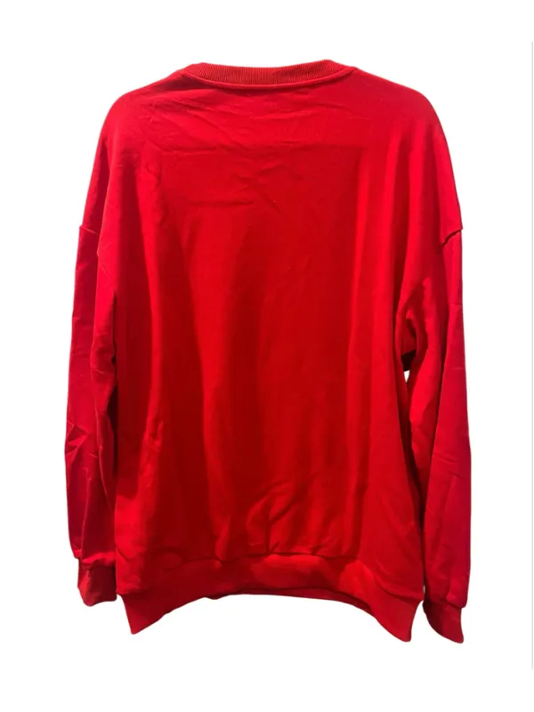 NWOT Red Merry & Bright Retro Chenille Patch Holliday Sweatshirt Large Holiday - Image 2