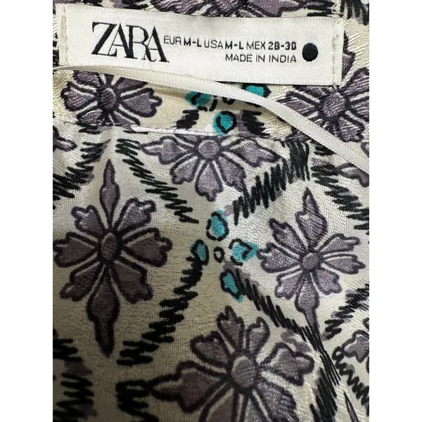 Zara Printed Long Kimono Duster – Boho Open Front Layer – Size M - Image 5