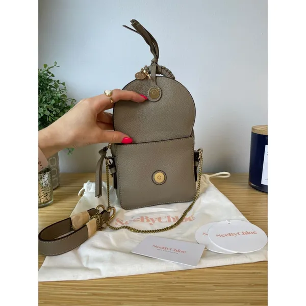 See By Chloe Joan Leather Mini Shoulder Bag Motty grey Crossbody - Image 3