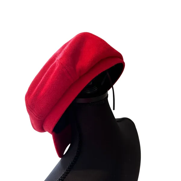 Vintage-Style Red Newsboy Cap Hat Soft Suede-Feel Brushed Finish Retro - Image 6