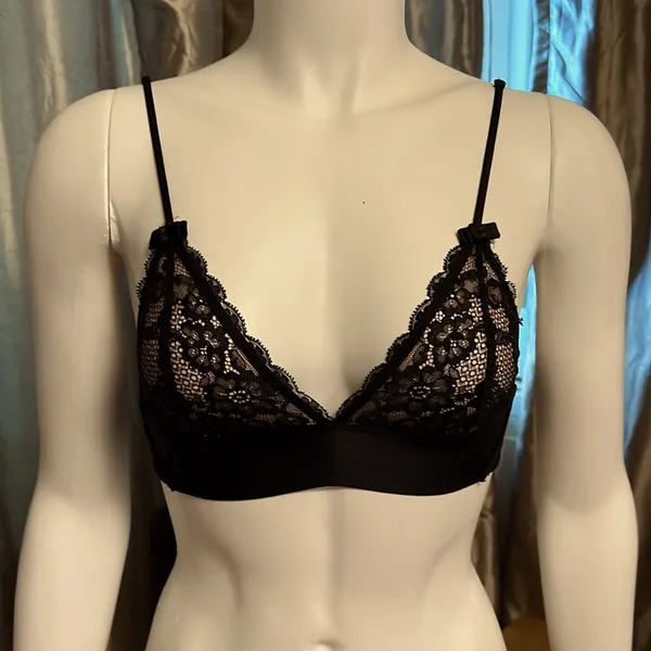 H&M Lace Bra Bralette Black Y2K‎ Coquette Festival Fairy - Image 3