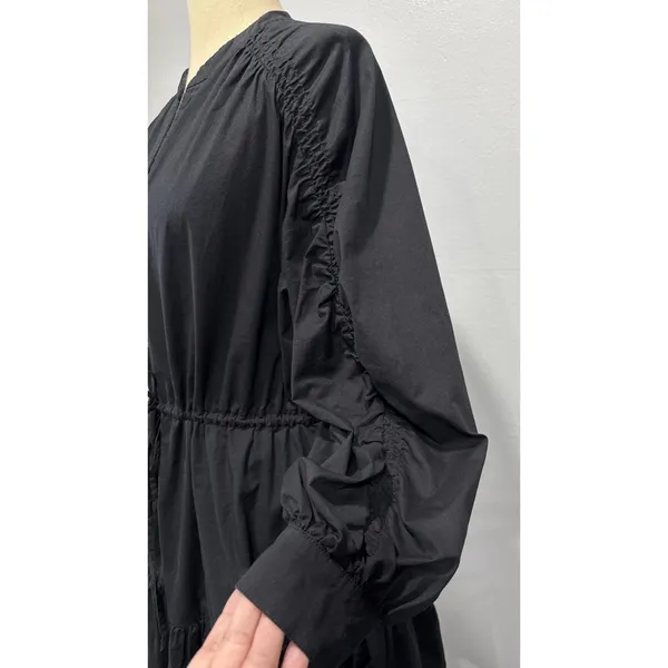 ASTR THE LABEL Ruched Long Sleeve Shirtdress Tiered Black Size M Preppy Party - Image 2