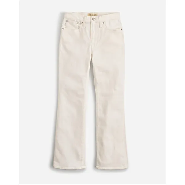 Madewell Kick Out Crop Jeans Pure White Stretch Mid Rise Flare NI961 US 24 NWT - Image 5
