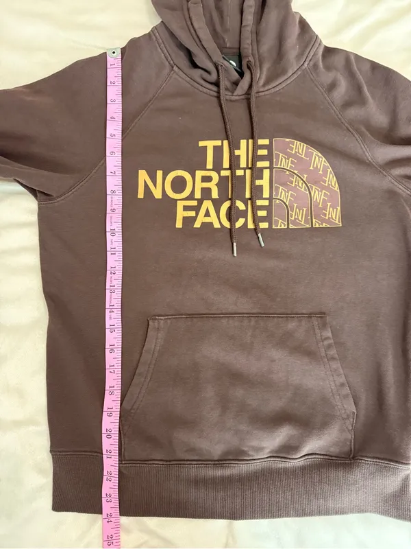 The North Face Brown Logo Hoodie Sweatshirt Size Small - Image 8