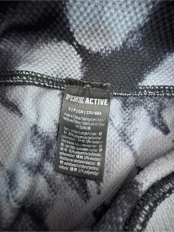 PINK Victoria's Secret Black & Gray Tie-Dye Ribbed Leggings - Image 6