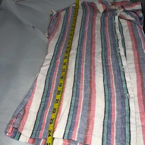 Orvis Linen/Rayon Multicolor Striped Shirt Women Top Size Medium - Image 6