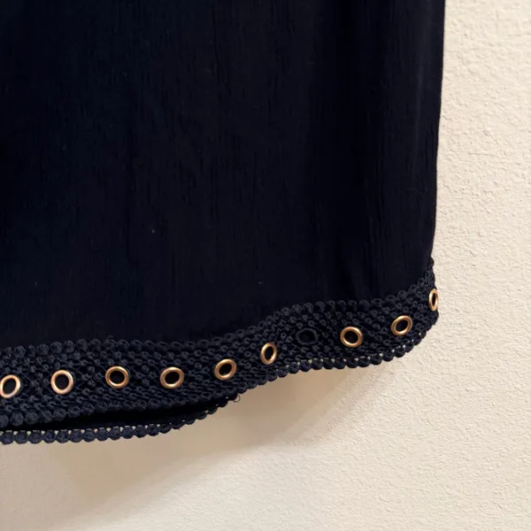MISA Los Angeles KOVA Cropped Pants‎ XS Black Rayon Wide Leg Grommet Hem* - Image 15