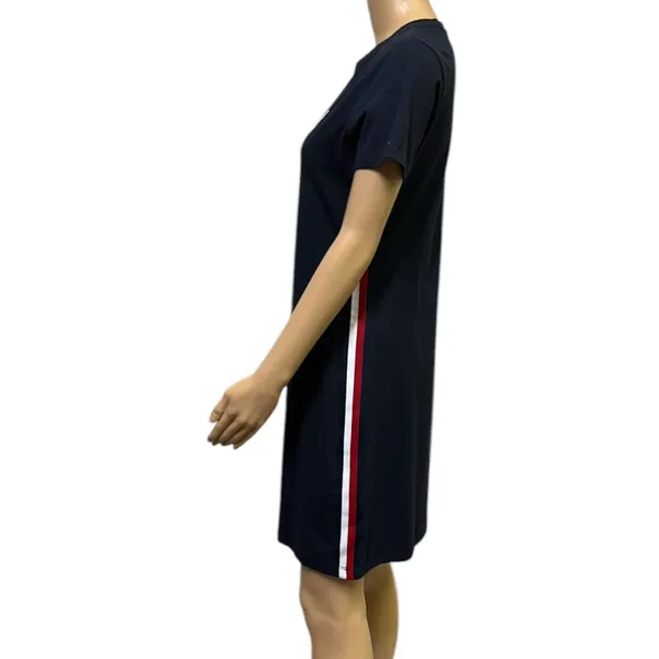 Tommy Hilfiger Embroidered Logo Blue Casual Short Sleeve Shirt Mini Dress Small - Image 6