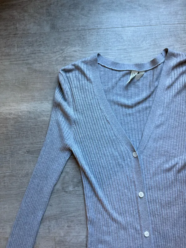 Meadow Rue Anthropologie Cali Gray Ribbed Midi Cardigan Size S - Image 5
