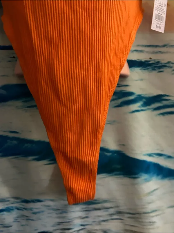Wild Fable Women’s Ribbed Orange One Piece Swimsuit Bathing Suit NWT SM - Image 5