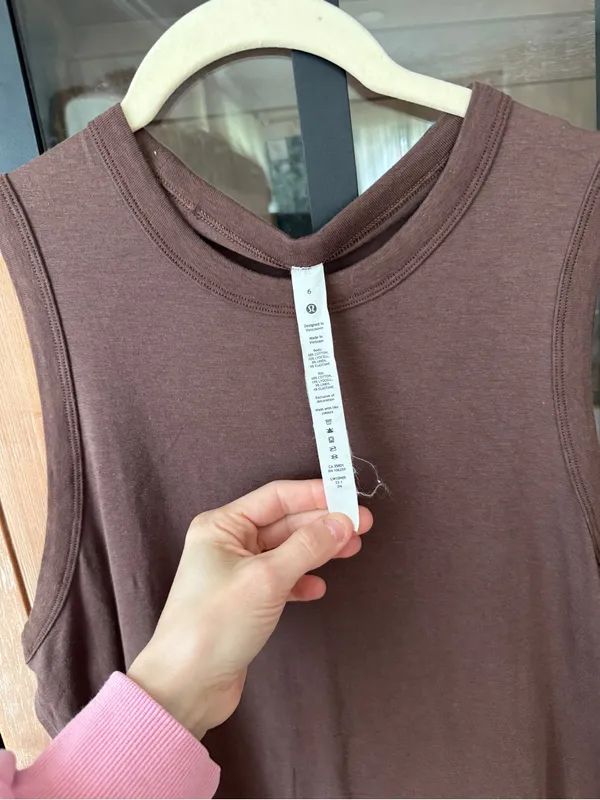 Lululemon Classic Fit Cotton mini t-shirt tank Dress Java sleeveless round neck - Image 7