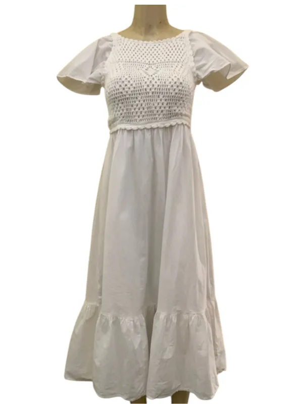 ZARA NWT Linen crochet Maxi Dress Size Small - Image 3
