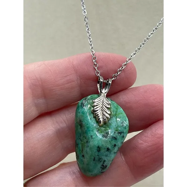 Copper Chalcedony pendant on stainless steel chain necklace - Image 3