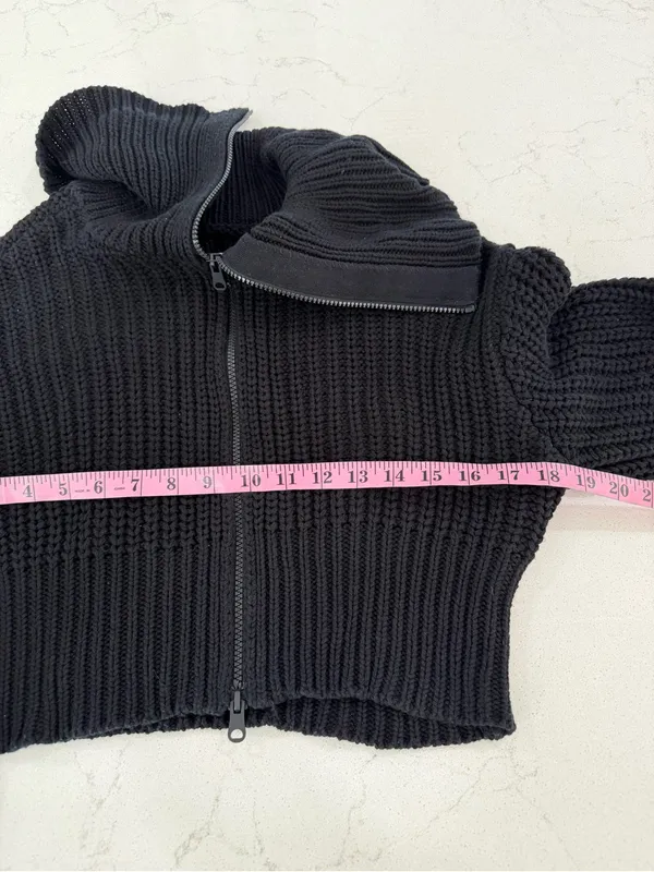 aerie Black Chunky Cropped Half-Zip Turtleneck Sweater - Image 6