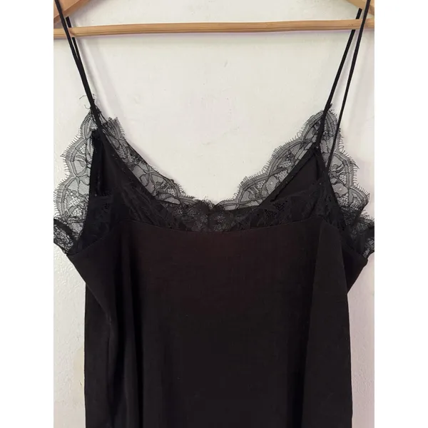 H&M Black Lace Trim Cami Tank Top Size Small Y2K Forest Fairy Whimsygoth - Image 4