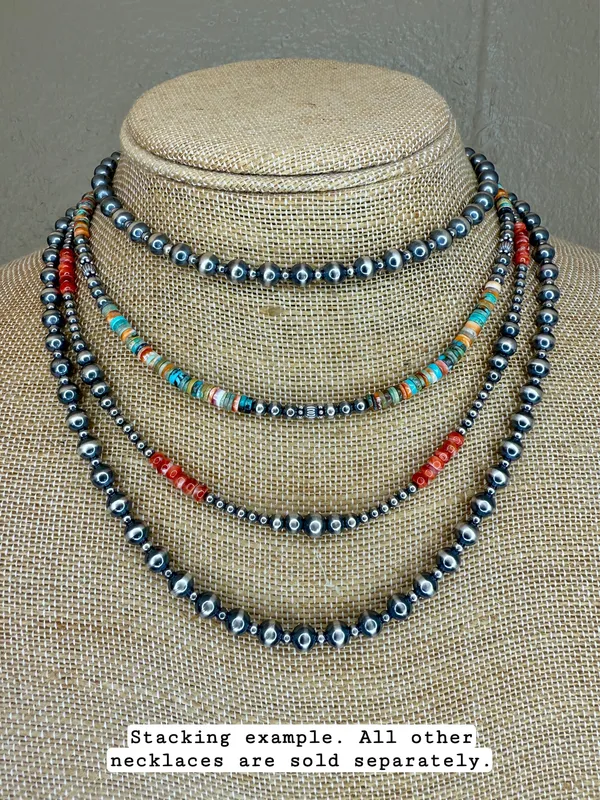 Handmade 16” Navajo Style Sterling Silver Pearls Necklace - Image 9