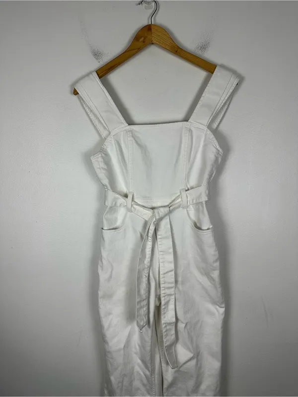 Alice + Olivia White Jean Belted Gorgeous Jumpsuit Women’s Sz 25 - Image 5