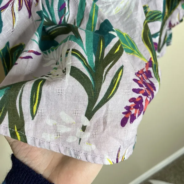 Womwns Blouse Boho Tropical Square Neck Ruffle 1X Maximalist Peasant Boho Resort - Image 6