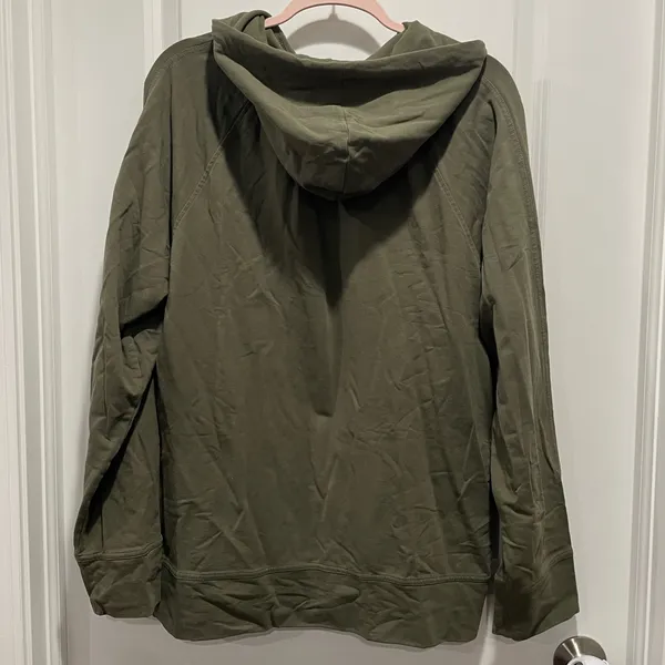 Pact Hooded Full Zip Up Organic Cotton Stretch Olive Sage Green Size Large - Image 4