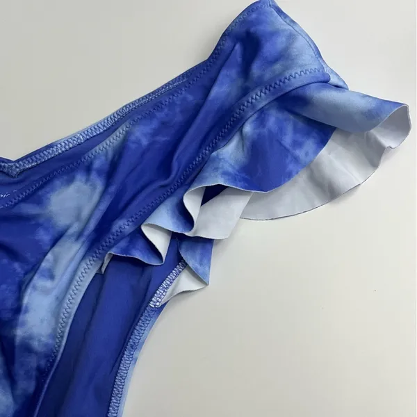 Aerie • NWT Blue Tie-Dye Cheekiest Ruffle Women's Swim Bottom - Image 4