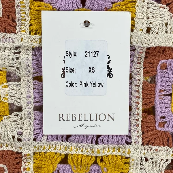 Rebellion Again Crochet Crop Top Granny Square Knit Sleeveless‎ XS - Image 5